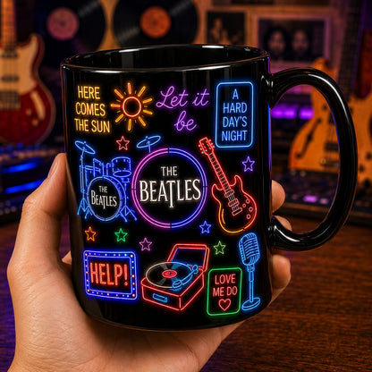 The Beatles Neon Sign Mug – Retro Glowing Songs Abbey Road Ceramic Coffee Cup