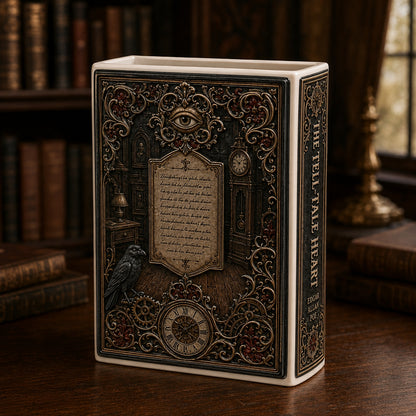 Edgar Allan Poe The Tell-Tale Heart Ceramic Book Vase - Gothic Home Decor & Bookish Gift