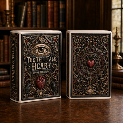 Edgar Allan Poe The Tell-Tale Heart Ceramic Book Vase - Gothic Home Decor & Bookish Gift
