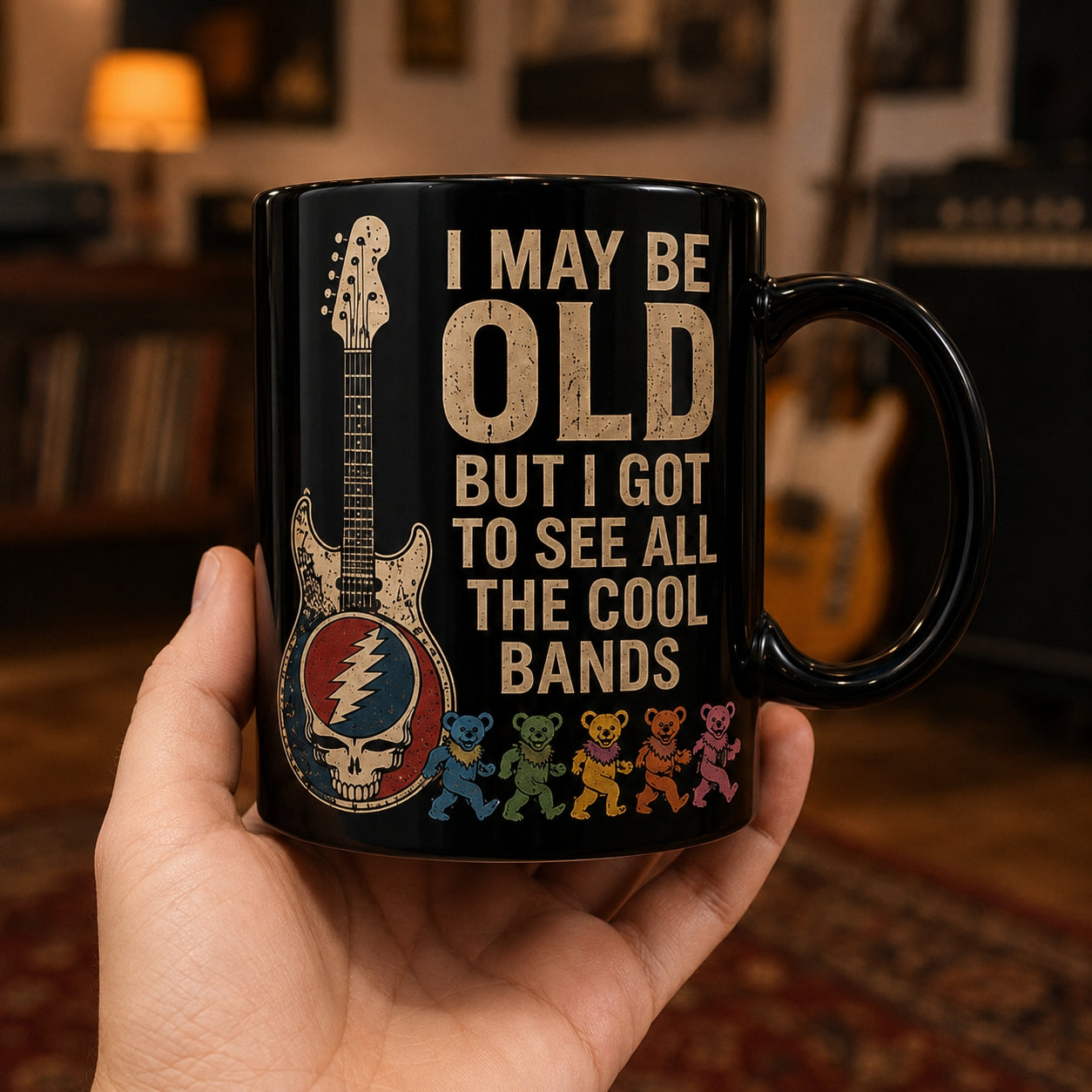Grateful Dead Ceramic Mug – Vintage Steal Your Face Stealie Dancing Bears Coffee Cup