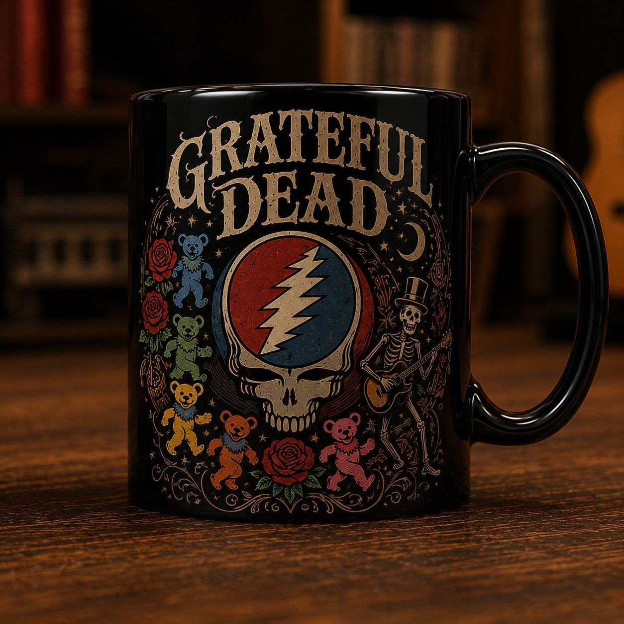 Grateful Dead Ceramic Mug – Vintage Steal Your Face Stealie Dancing Bears Coffee Cup