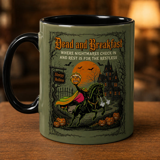 Sleepy Hollow Dead and Breakfast Mug, Headless Horseman Halloween Coffee Cup, Spooky Gothic Horror Mug, Halloween Lover Gift