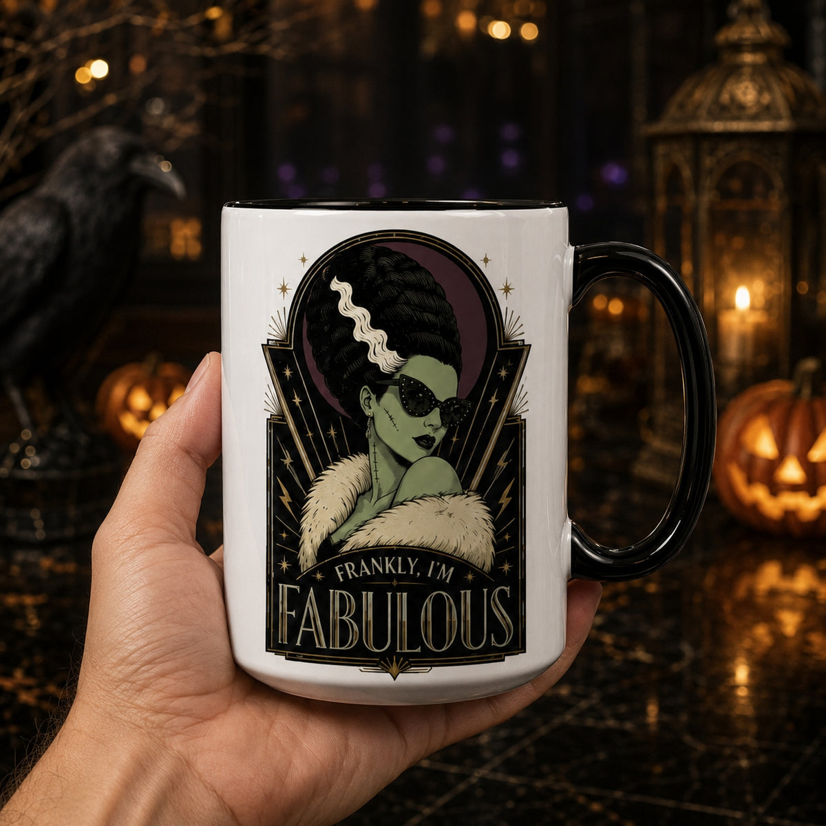 Bride of Frankenstein Mug – Frankly, I'm Fabulous Spooky Ceramic Coffee Cup (Copy)