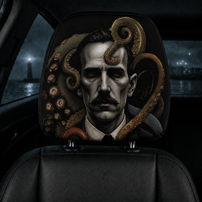 H.P. Lovecraft Headrest Cover – Cosmic Horror Tentacle Car Headrest, Cthulhu Inspired Gothic Auto Decor, Literary Horror Gift