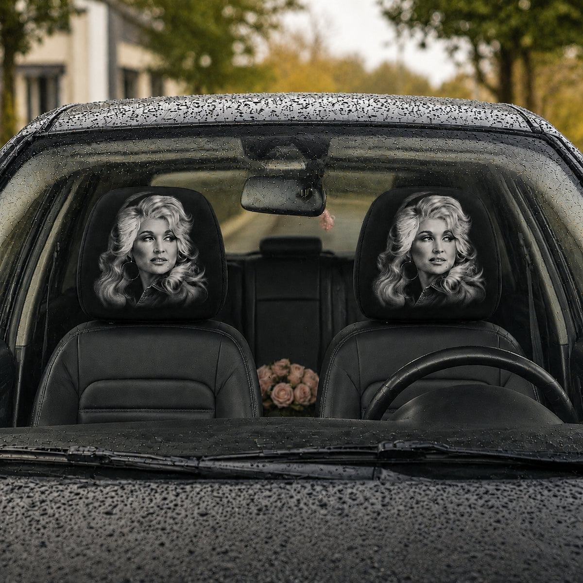 Dolly Parton Car Headrest Cover – Country Music Auto Interior Decor