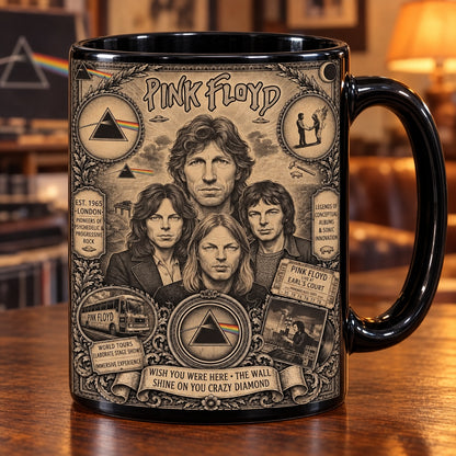 Pink Floyd Vintage Band Tribute Coffee Mug – Dark Side of the Moon Prism Ceramic Cup