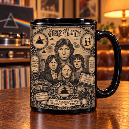 Pink Floyd Vintage Band Tribute Coffee Mug – Dark Side of the Moon Prism Ceramic Cup