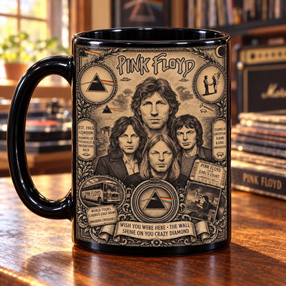 Pink Floyd Vintage Band Tribute Coffee Mug – Dark Side of the Moon Prism Ceramic Cup