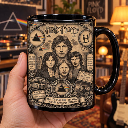 Pink Floyd Vintage Band Tribute Coffee Mug – Dark Side of the Moon Prism Ceramic Cup