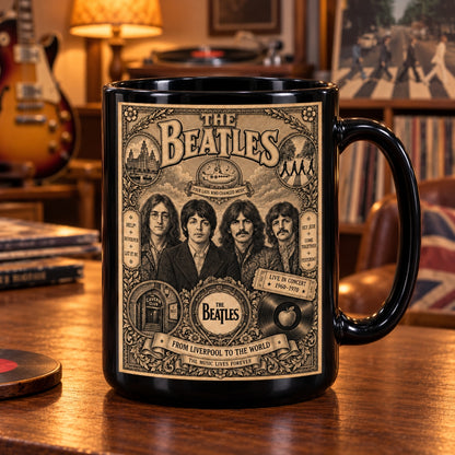 The Beatles Vintage Band Tribute Coffee Mug – From Liverpool To The World Ceramic Cup