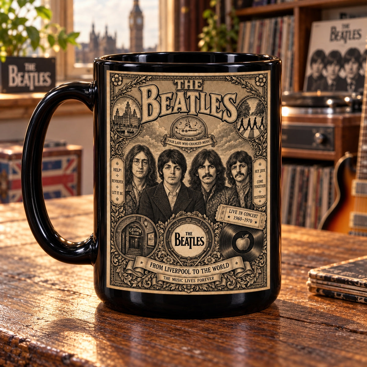 The Beatles Vintage Band Tribute Coffee Mug – From Liverpool To The World Ceramic Cup