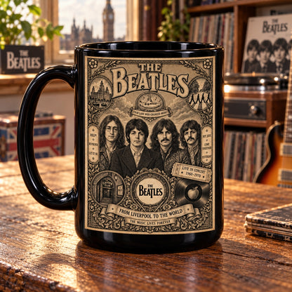 The Beatles Vintage Band Tribute Coffee Mug – From Liverpool To The World Ceramic Cup