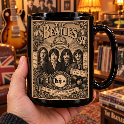 The Beatles Vintage Band Tribute Coffee Mug – From Liverpool To The World Ceramic Cup