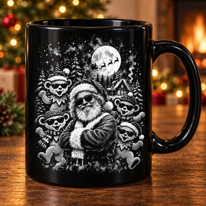 Grateful Dead Christmas Coffee Mug – Santa Claus & Dancing Bears Winter Ceramic Cup
