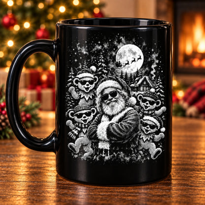 Grateful Dead Christmas Coffee Mug – Santa Claus & Dancing Bears Winter Ceramic Cup