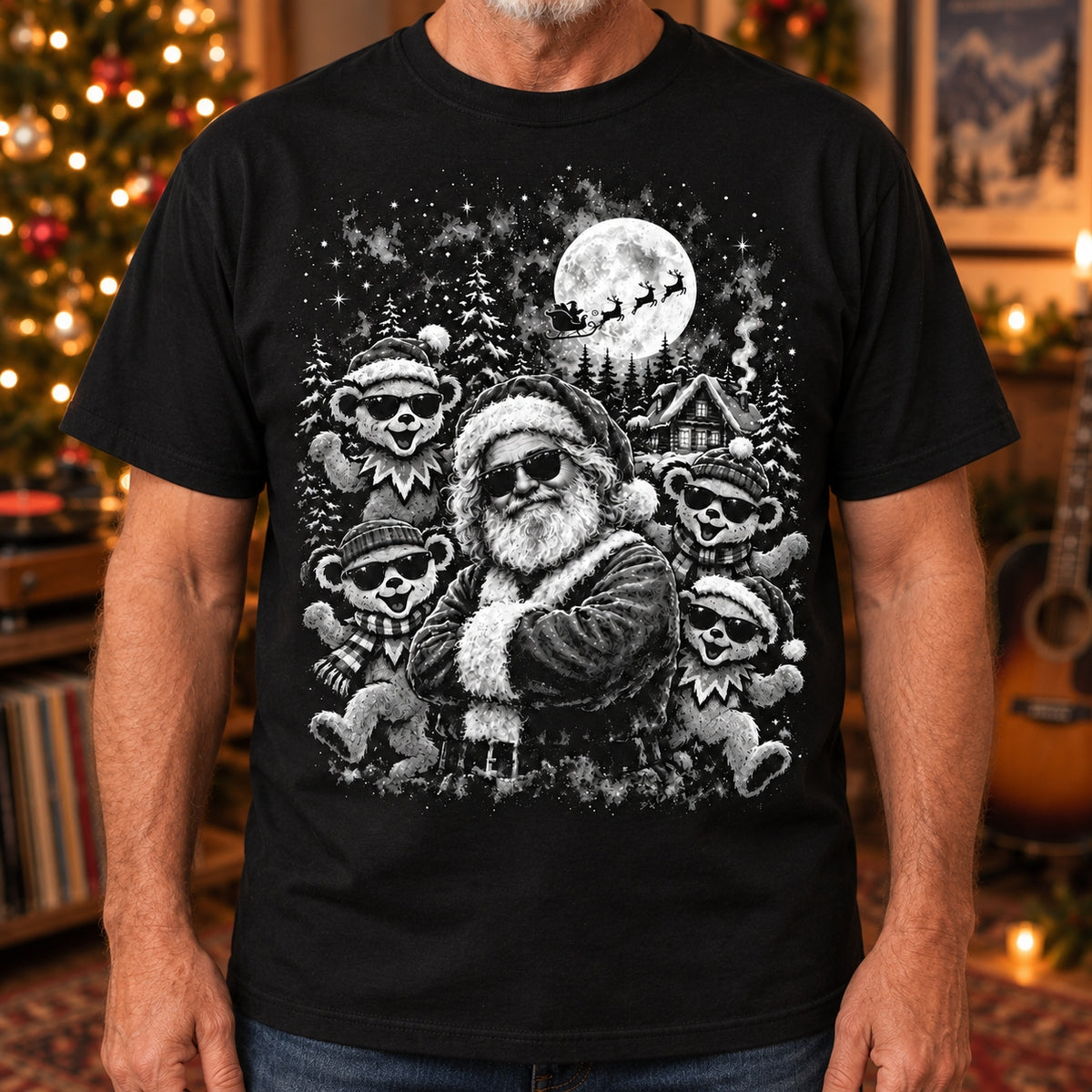 Grateful Dead Dancing Bears Christmas T-Shirt, Cool Santa Deadhead Holiday Tee