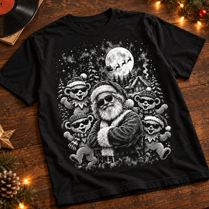 Grateful Dead Dancing Bears Christmas T-Shirt, Cool Santa Deadhead Holiday Tee