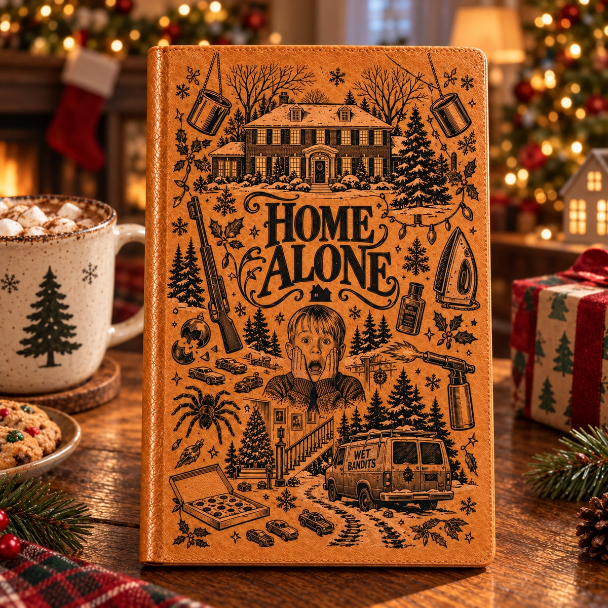 Home Alone Vintage Vegan Leather Notebook – Classic Christmas Movie Journal & Diary