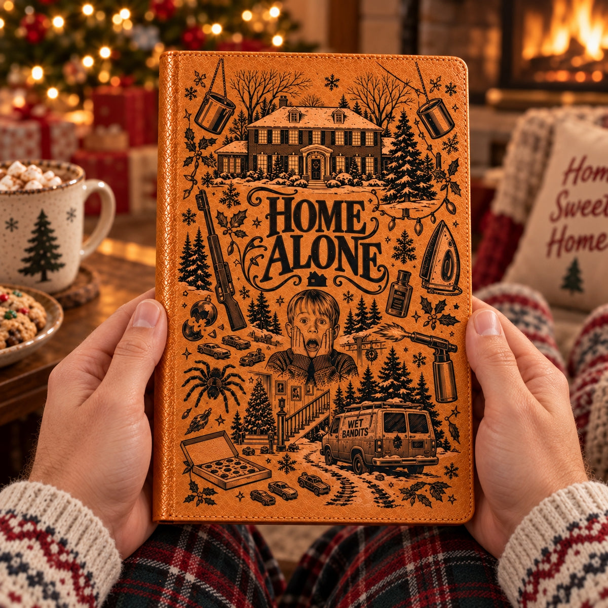 Home Alone Vintage Vegan Leather Notebook – Classic Christmas Movie Journal & Diary