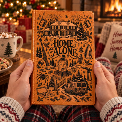 Home Alone Vintage Vegan Leather Notebook – Classic Christmas Movie Journal & Diary