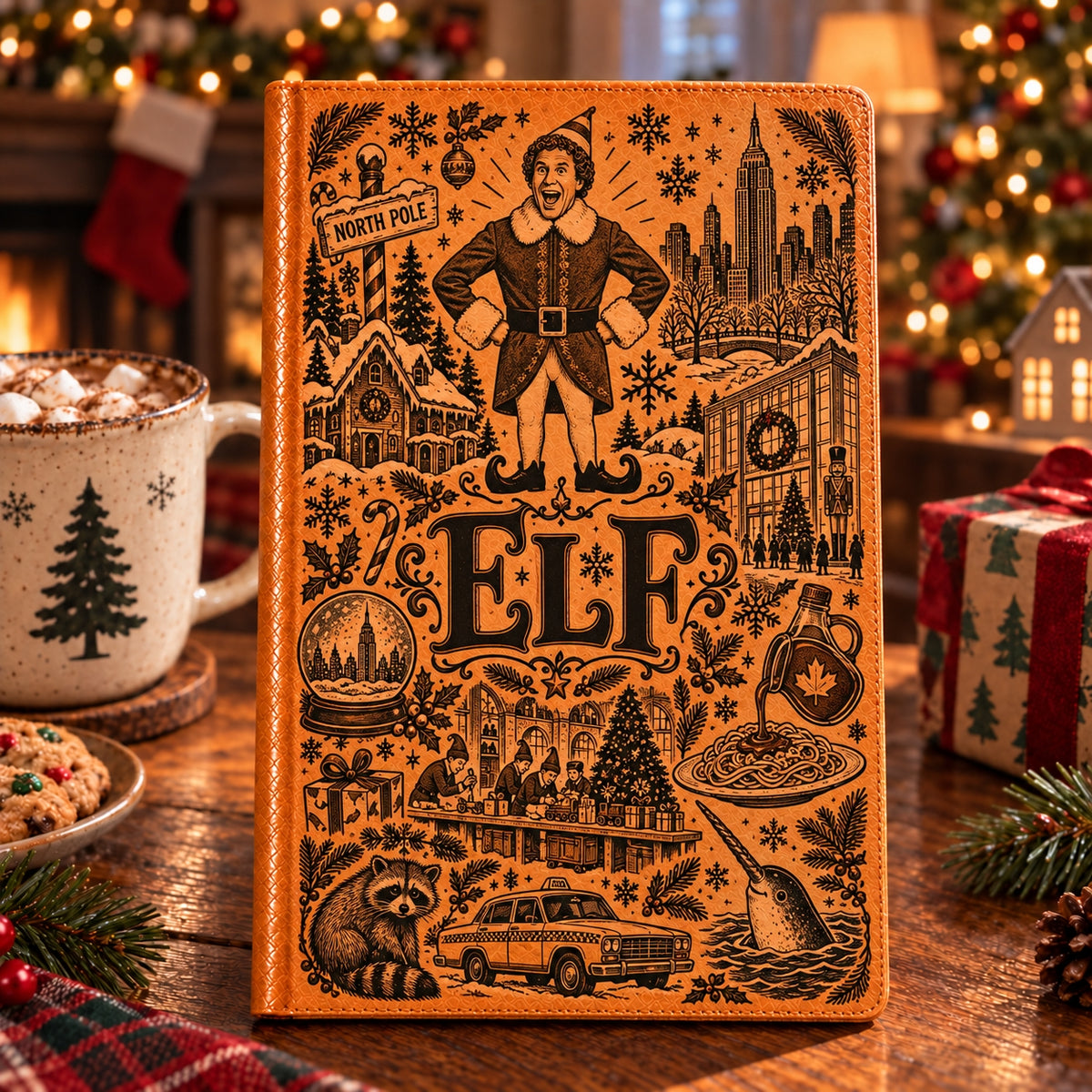 Elf Movie Vintage Vegan Leather Notebook – Buddy the Elf Christmas Journal & Diary
