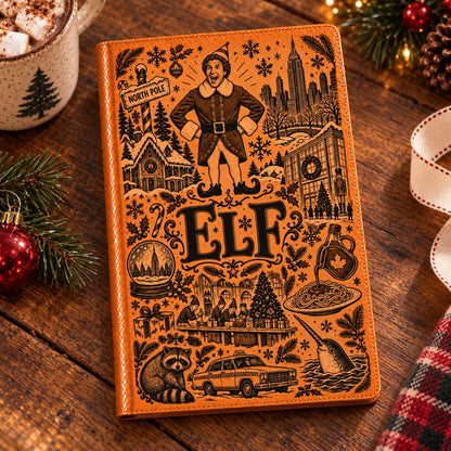 Elf Movie Vintage Vegan Leather Notebook – Buddy the Elf Christmas Journal & Diary