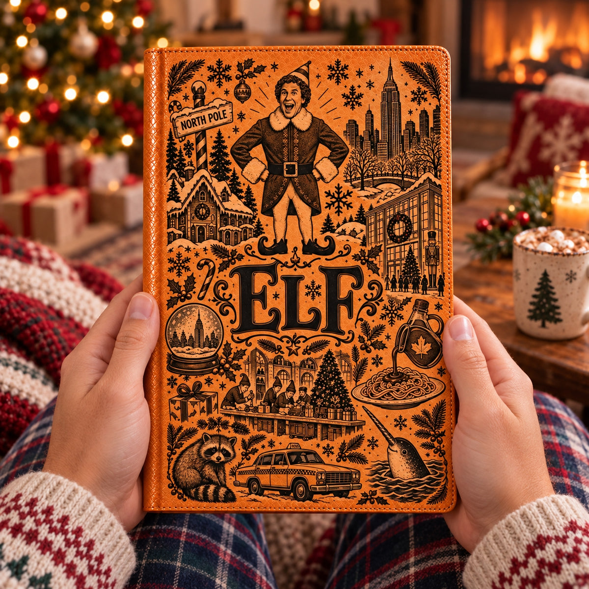 Elf Movie Vintage Vegan Leather Notebook – Buddy the Elf Christmas Journal & Diary
