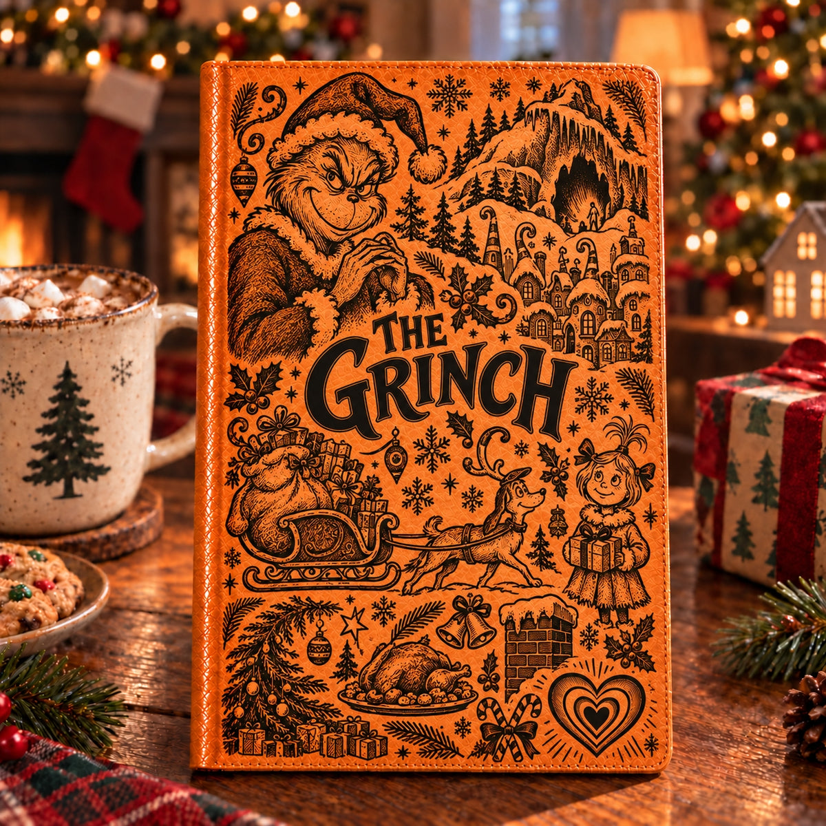 The Grinch Vintage Vegan Leather Notebook – Whoville Christmas Holiday Journal & Diary