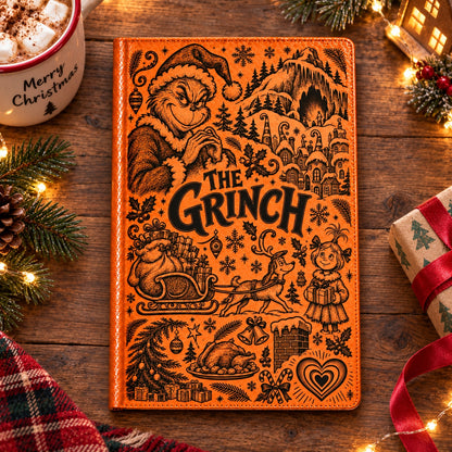 The Grinch Vintage Vegan Leather Notebook – Whoville Christmas Holiday Journal & Diary