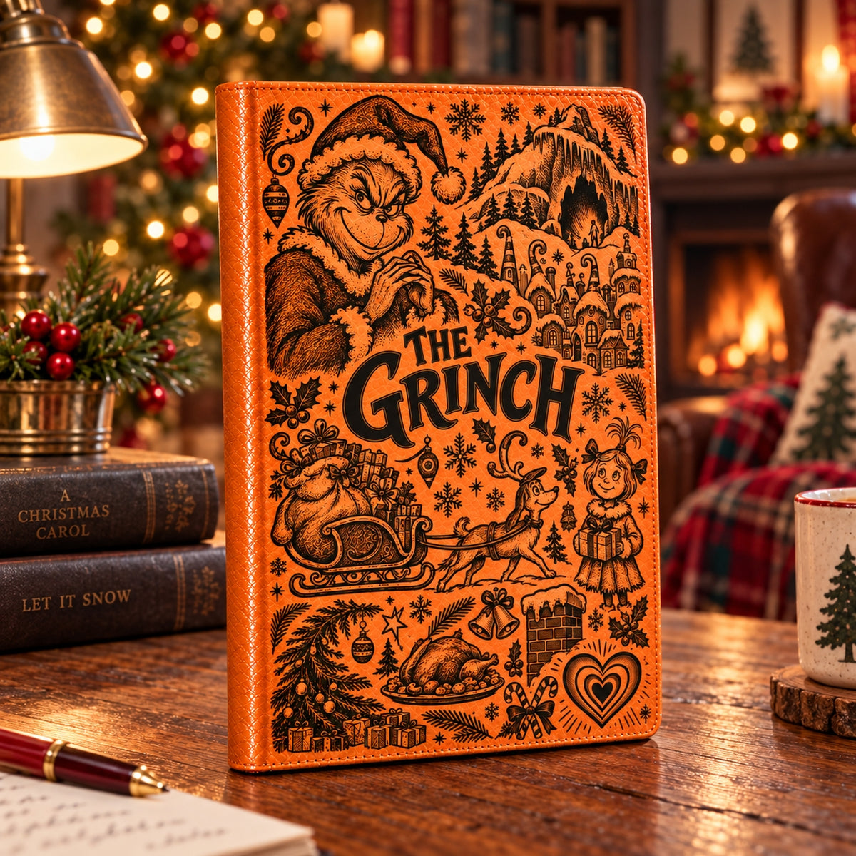 The Grinch Vintage Vegan Leather Notebook – Whoville Christmas Holiday Journal & Diary