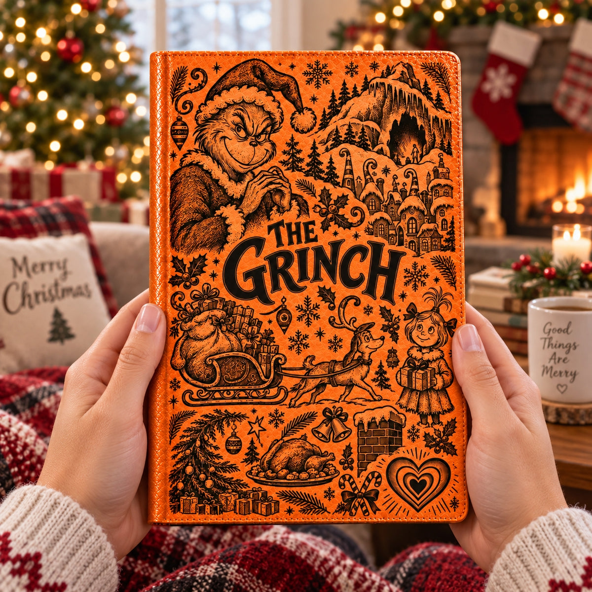 The Grinch Vintage Vegan Leather Notebook – Whoville Christmas Holiday Journal & Diary