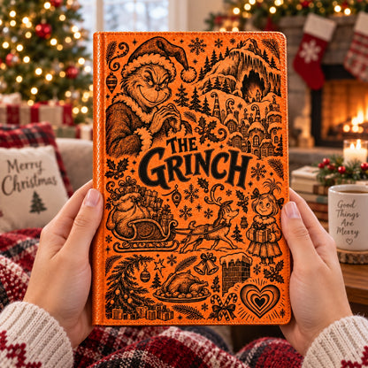 The Grinch Vintage Vegan Leather Notebook – Whoville Christmas Holiday Journal & Diary