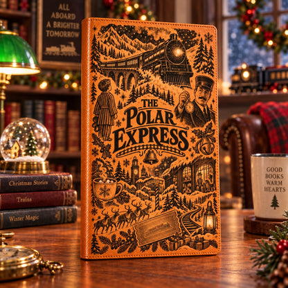 The Polar Express Vintage Vegan Leather Notebook – Classic Christmas Train Holiday Journal & Diary
