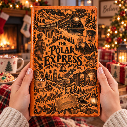 The Polar Express Vintage Vegan Leather Notebook – Classic Christmas Train Holiday Journal & Diary