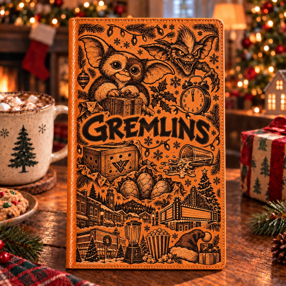 Gremlins Vintage Vegan Leather Notebook – Gizmo 80s Christmas Holiday Movie Journal & Diary