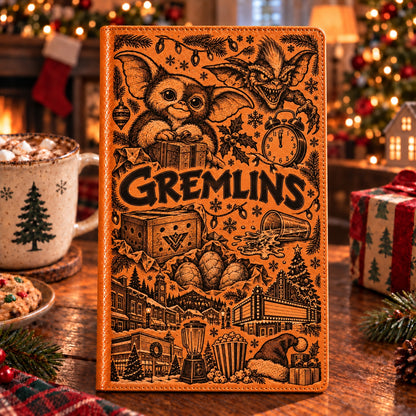 Gremlins Vintage Vegan Leather Notebook – Gizmo 80s Christmas Holiday Movie Journal & Diary