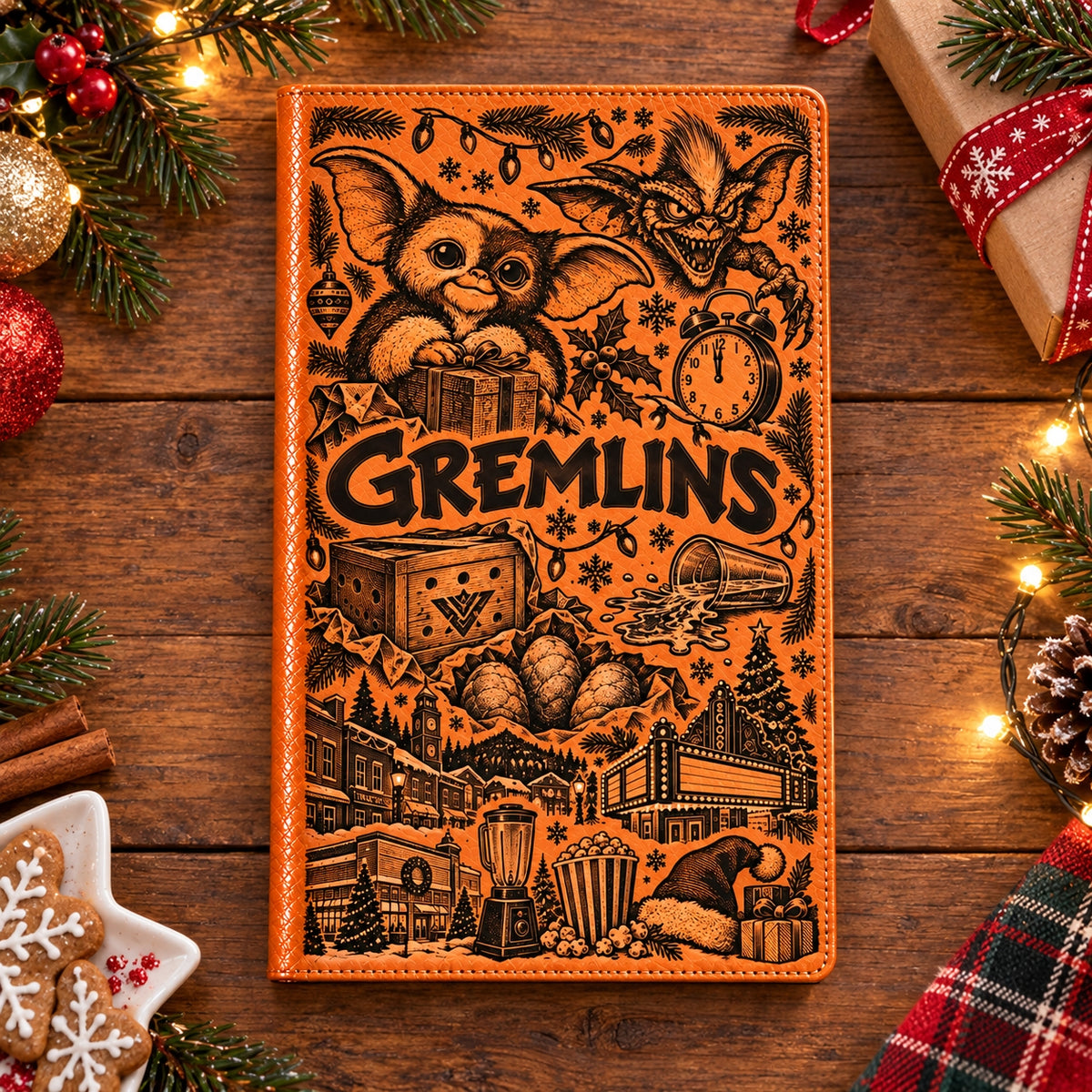 Gremlins Vintage Vegan Leather Notebook – Gizmo 80s Christmas Holiday Movie Journal & Diary