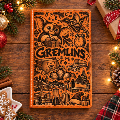 Gremlins Vintage Vegan Leather Notebook – Gizmo 80s Christmas Holiday Movie Journal & Diary