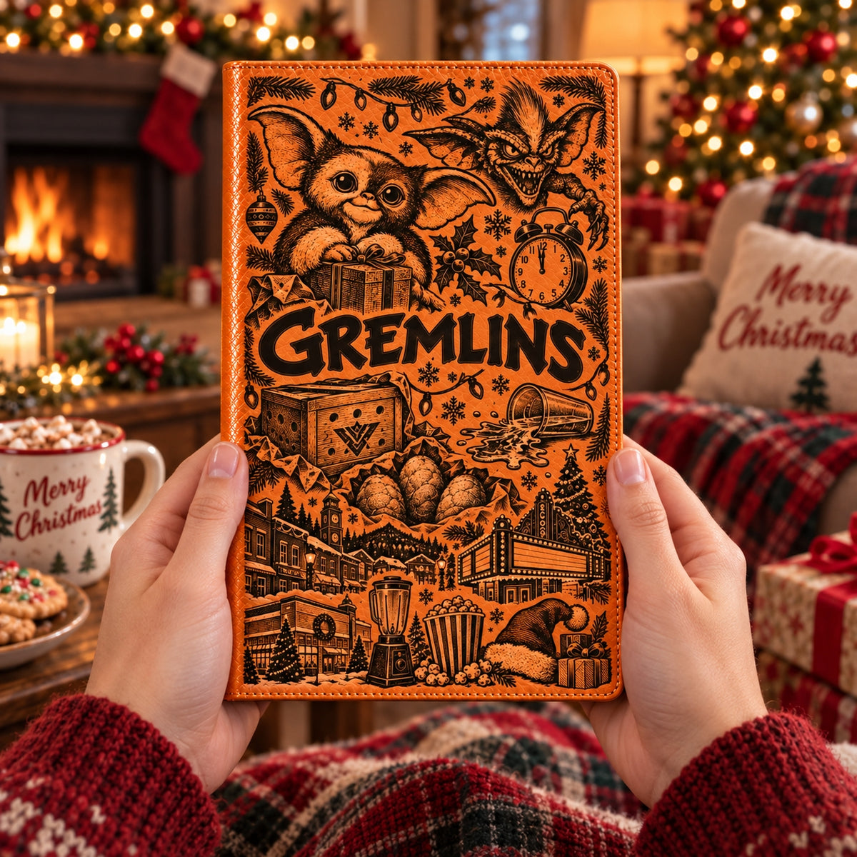 Gremlins Vintage Vegan Leather Notebook – Gizmo 80s Christmas Holiday Movie Journal & Diary