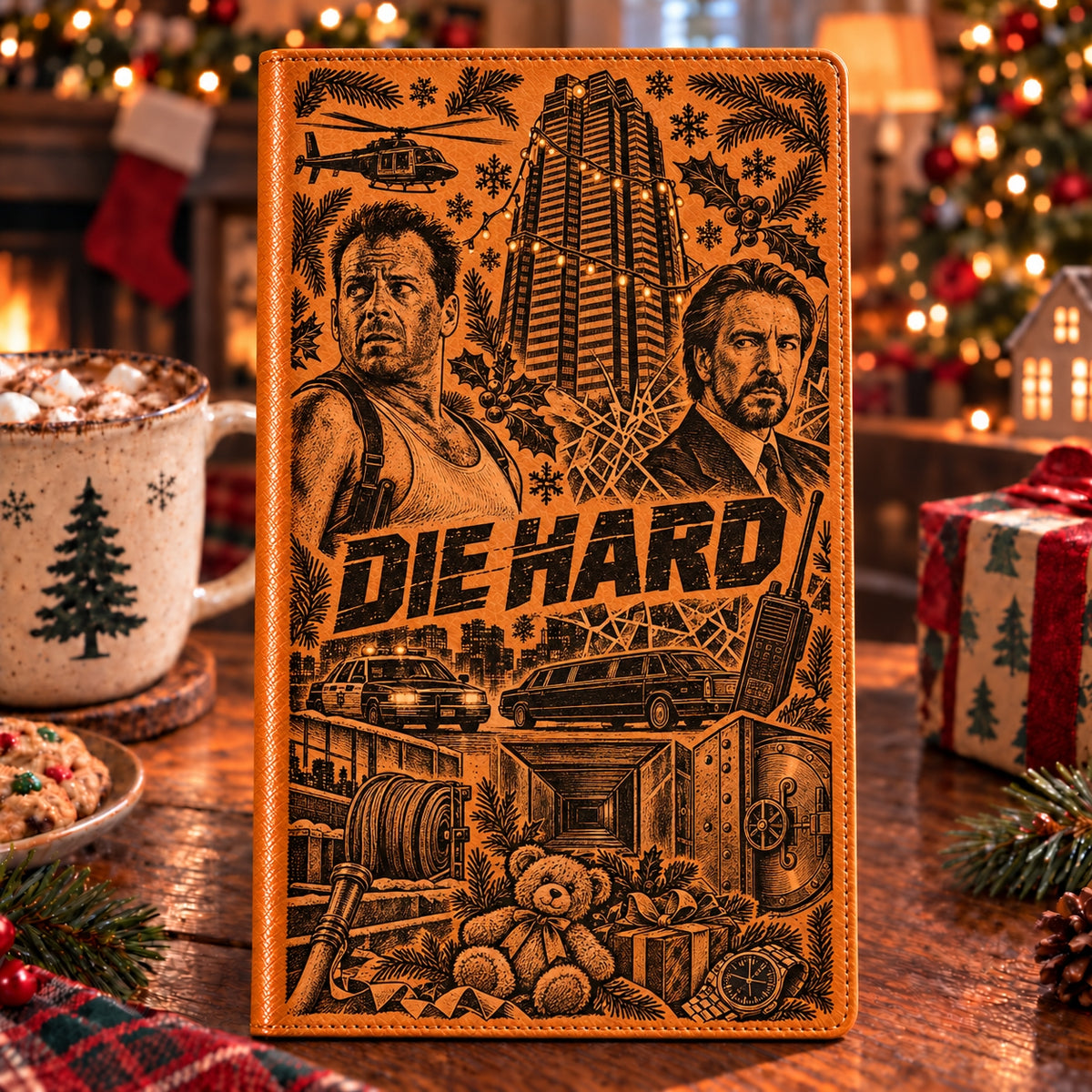 Die Hard Vintage Vegan Leather Notebook – Nakatomi Plaza Christmas Movie Journal & Diary
