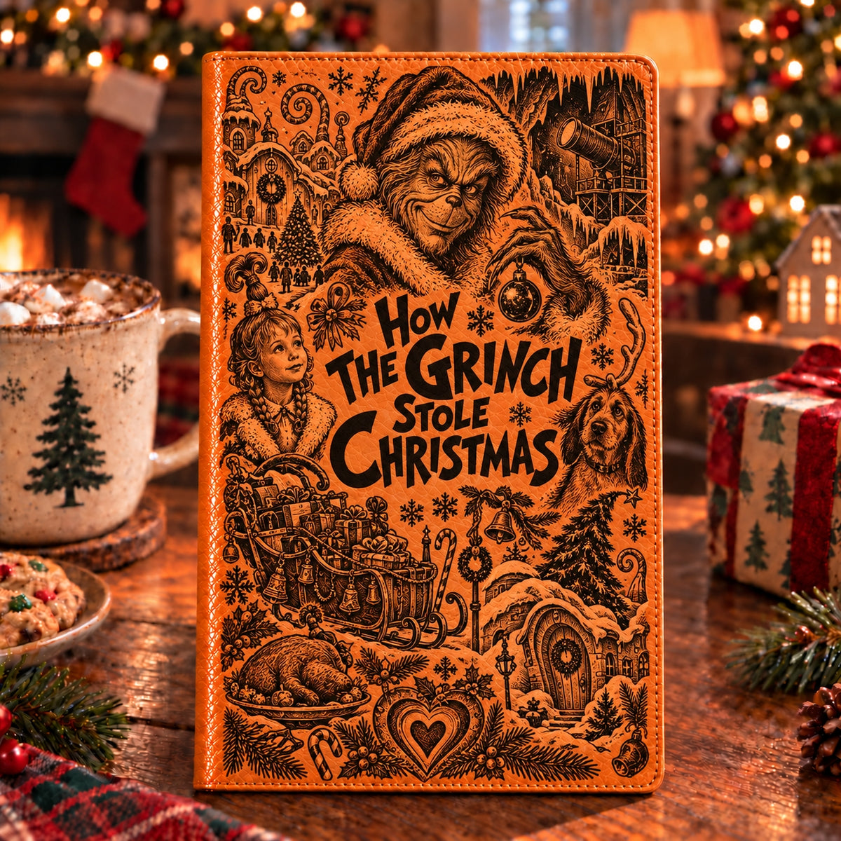 How The Grinch Stole Christmas Vintage Vegan Leather Notebook – Holiday Movie Journal