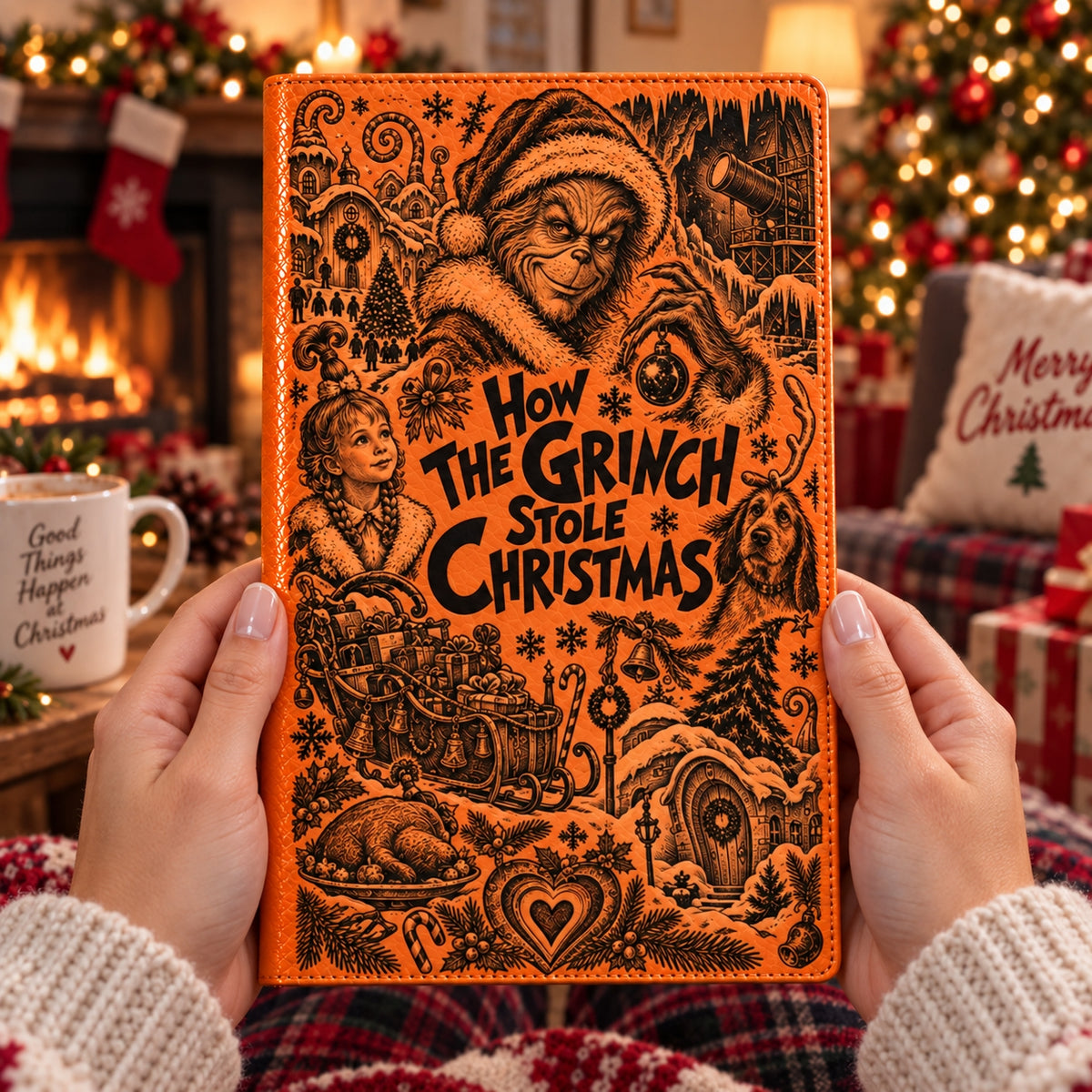 How The Grinch Stole Christmas Vintage Vegan Leather Notebook – Holiday Movie Journal