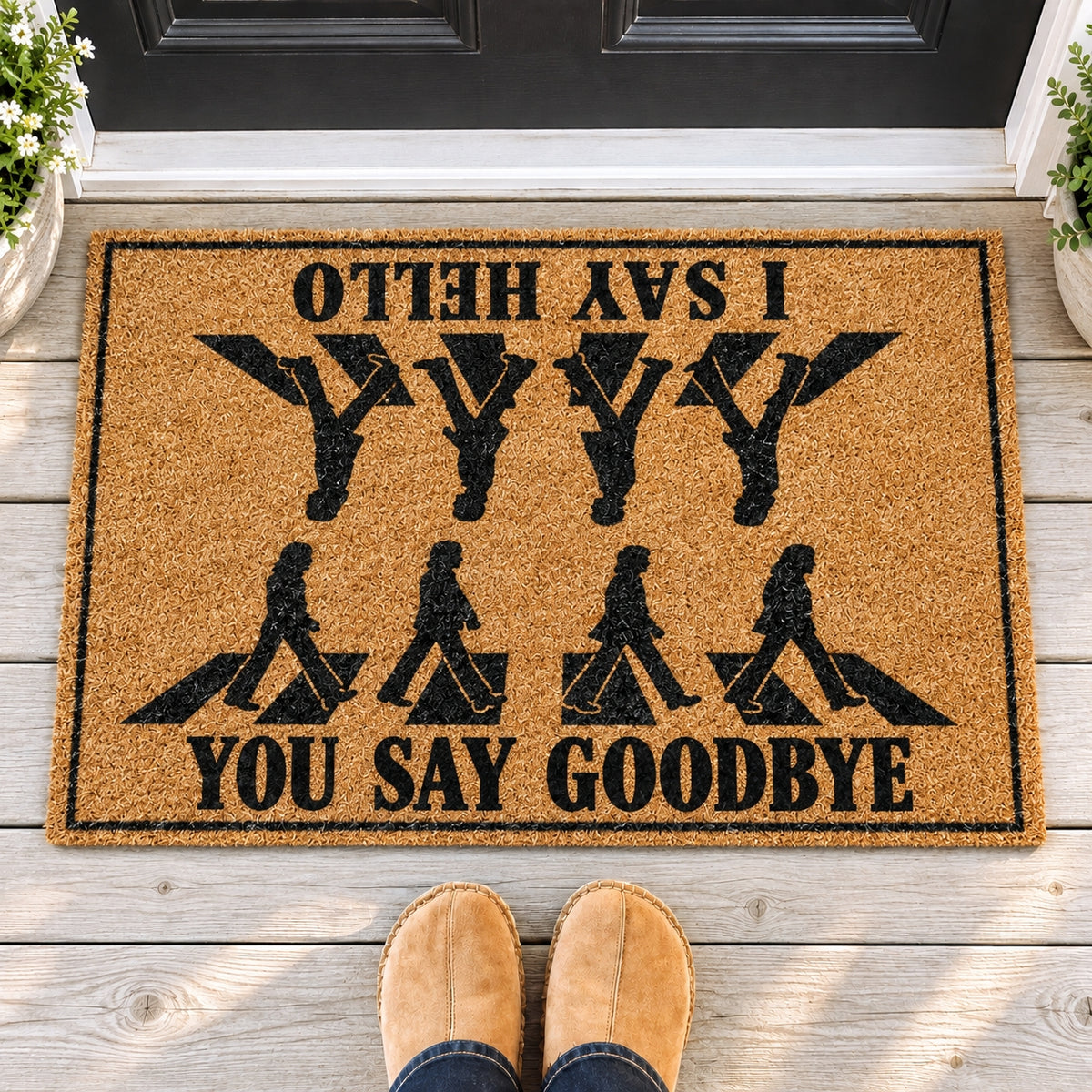 Abbey Road Crossing Welcome Mat – I Say Hello You Say Goodbye Music Doormat for Outdoor & Indoor