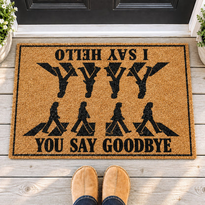 Abbey Road Crossing Welcome Mat – I Say Hello You Say Goodbye Music Doormat for Outdoor & Indoor