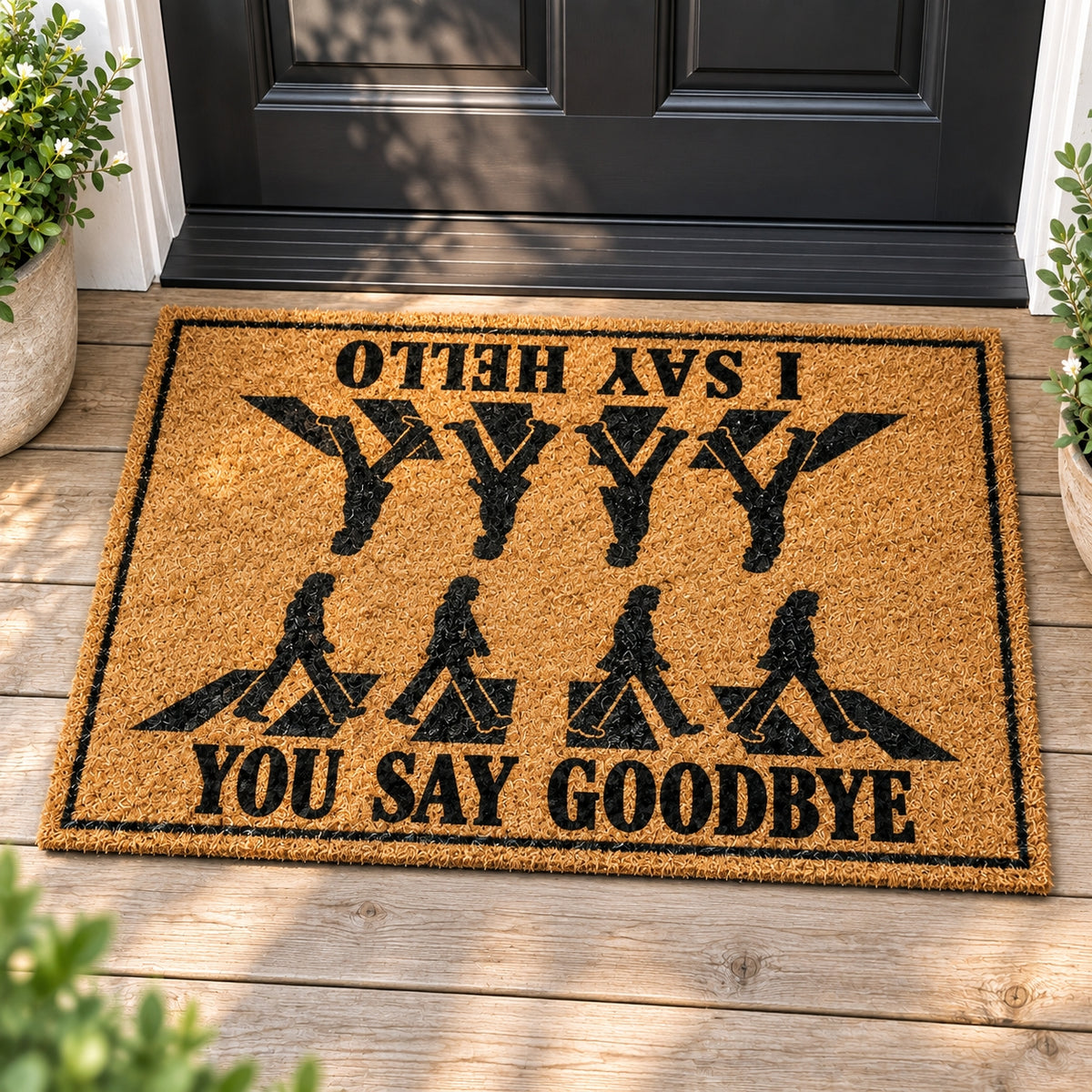 Abbey Road Crossing Welcome Mat – I Say Hello You Say Goodbye Music Doormat for Outdoor & Indoor