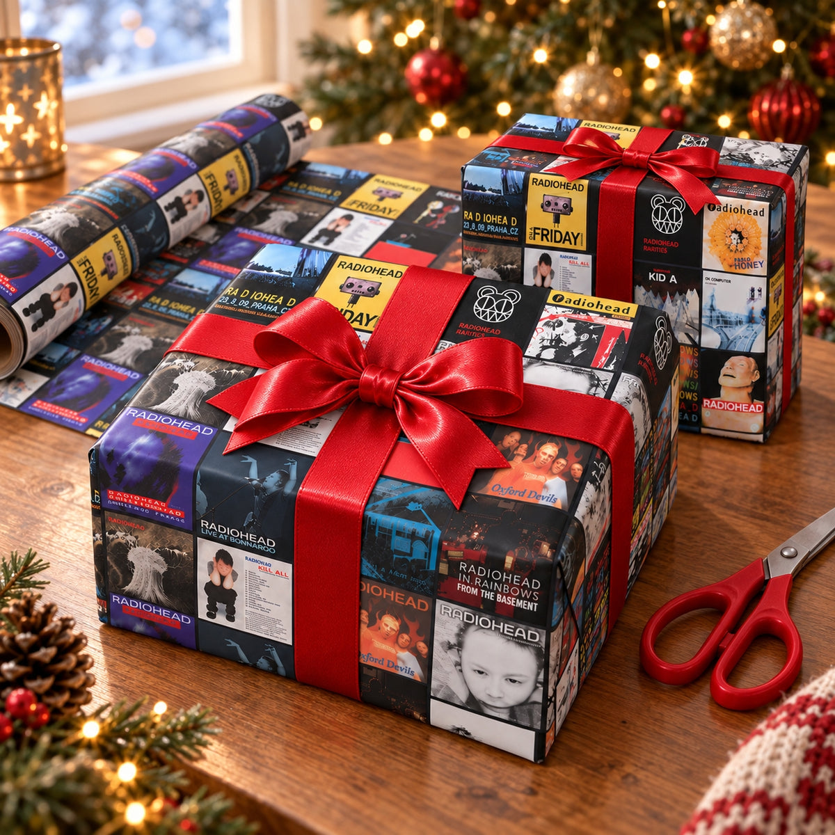 Radiohead Album Covers Wrapping Paper Roll - Alternative Rock Music Gift Wrap for Birthdays & Holidays
