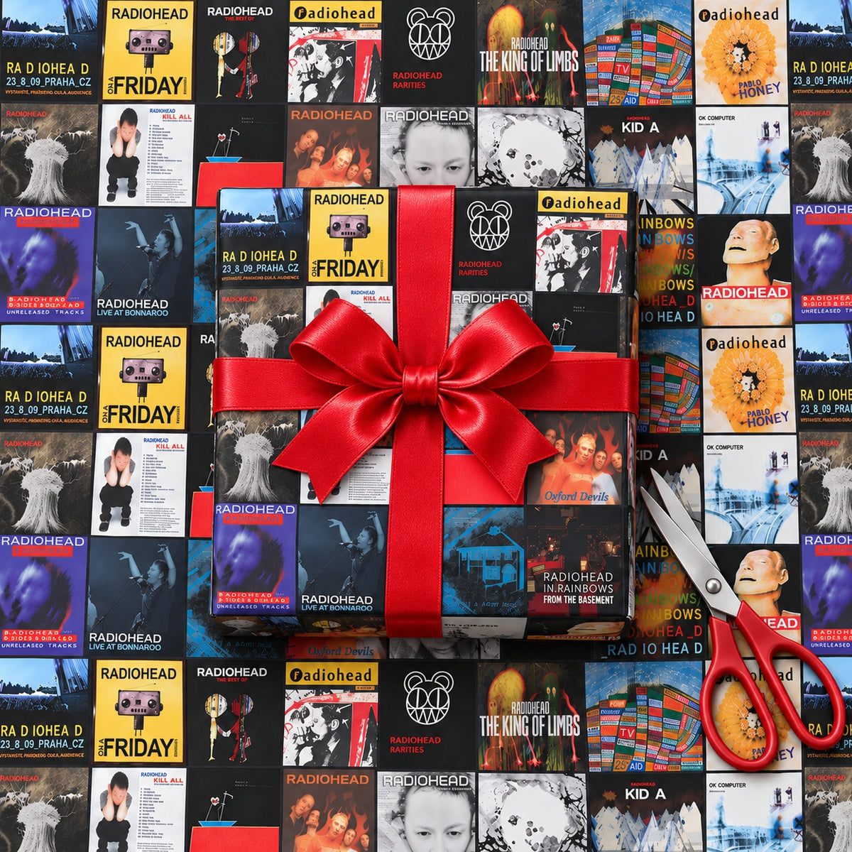 Radiohead Album Covers Wrapping Paper Roll - Alternative Rock Music Gift Wrap for Birthdays & Holidays