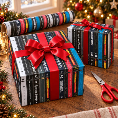 Depeche Mode Cassette Tapes Wrapping Paper Roll - Vintage Synth-Pop 80s Music Gift Wrap for Fans & Holidays