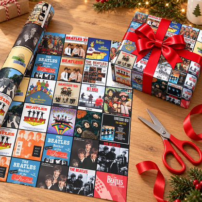 The Beatles Album Covers Wrapping Paper Roll - Vintage 60s Rock Band Gift Wrap for Holidays & Birthdays