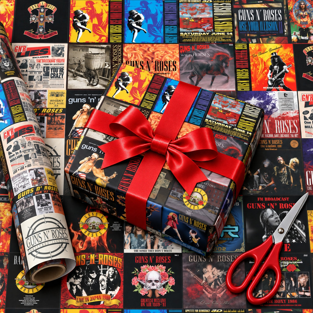 Guns N' Roses Album Covers Wrapping Paper Roll - Classic Hard Rock Band Gift Wrap for Birthdays & Holidays